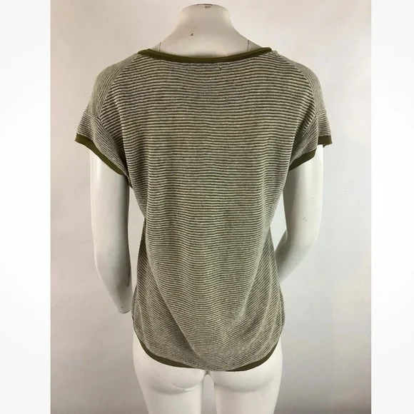 Madewell Sz S Vintage 70's Look Lightweight Knit Tee Green Cotton Linen Top - Picture 4 of 6